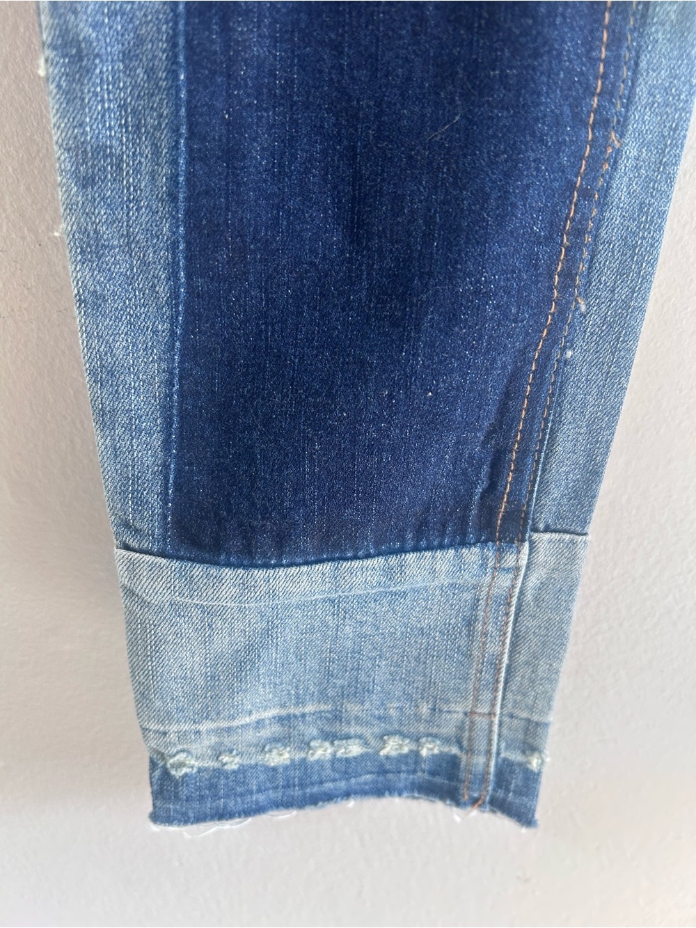 Free People Patchwork Skinny Jeans Size 24 blue distressed - Picture 4 of 9